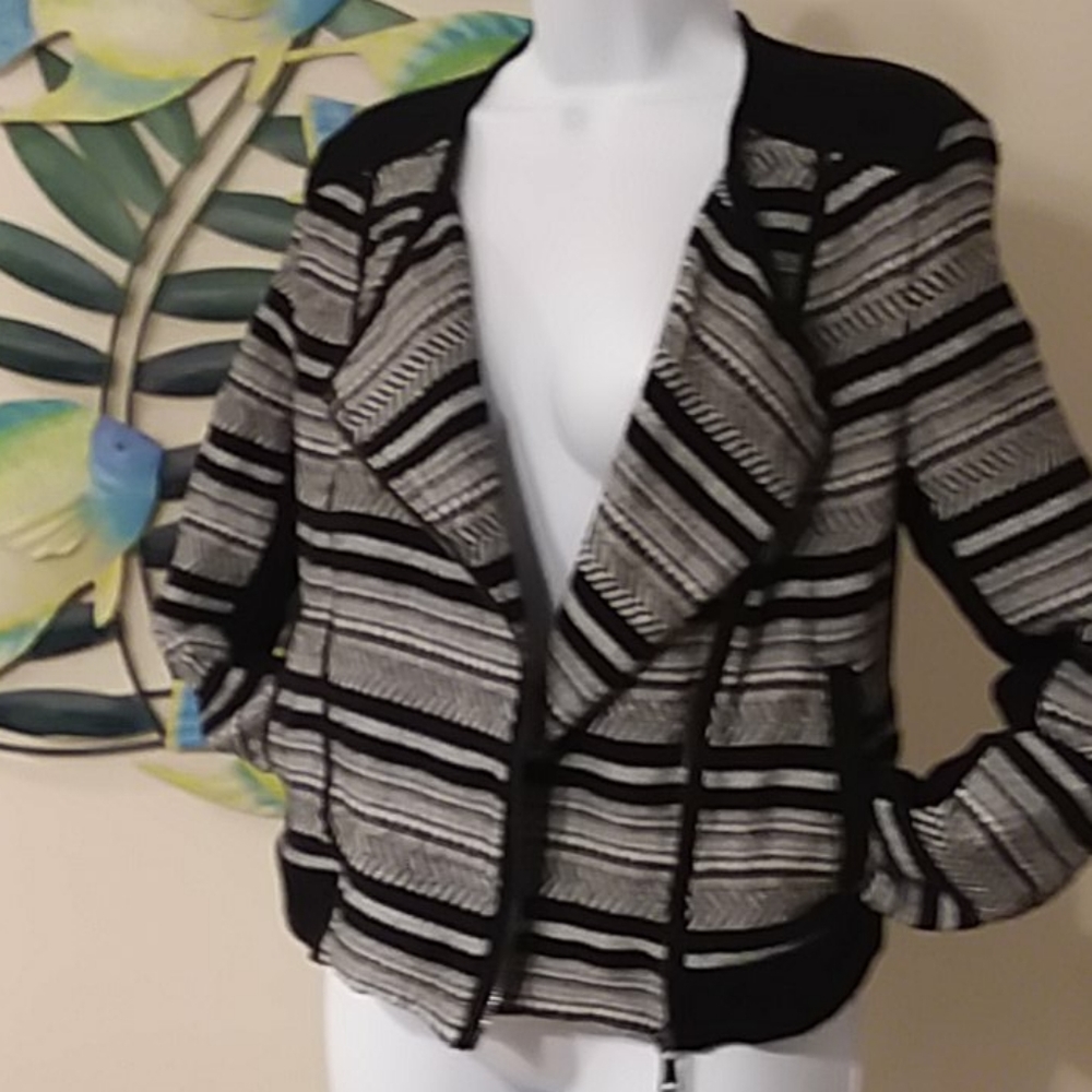 LOU&GREY Black/White Zip-Up Moto XS - Picture 3 of 8